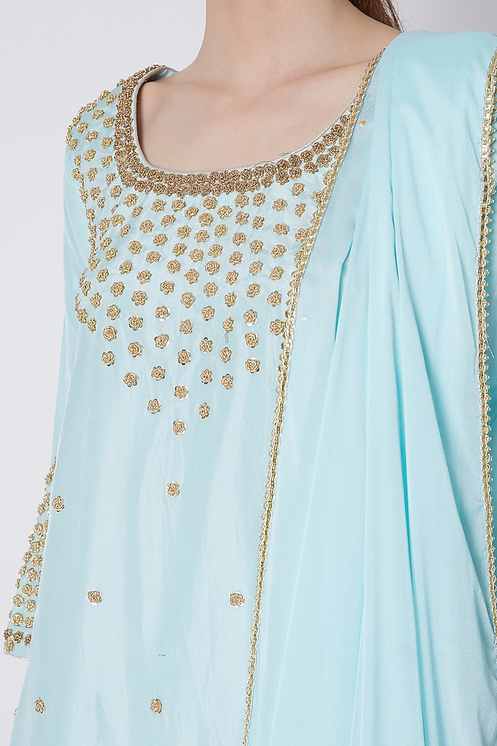 Powder Blue Lawn Embroiderd Kurta Set With Dupatta