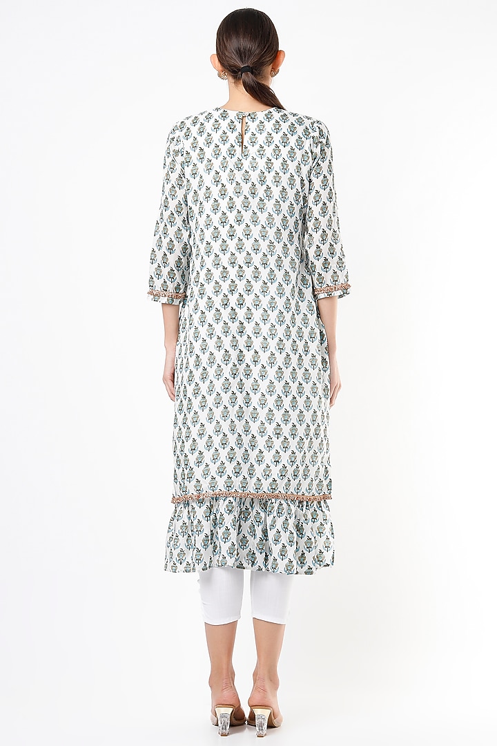 Cobalt Blue Hand Block Printed Kurta Set by Yuvrani Jaipur at Pernia's Pop Up Shop