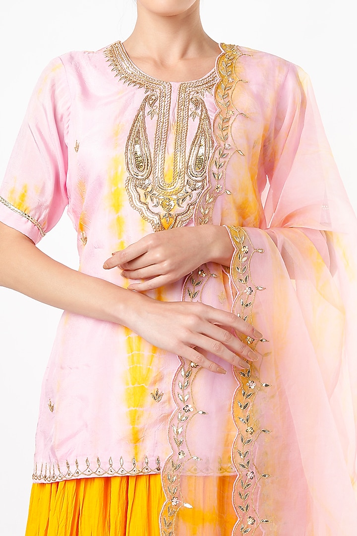 Mustard Crushed Cotton Skirt Set by Yuvrani Jaipur at Pernia's Pop Up Shop