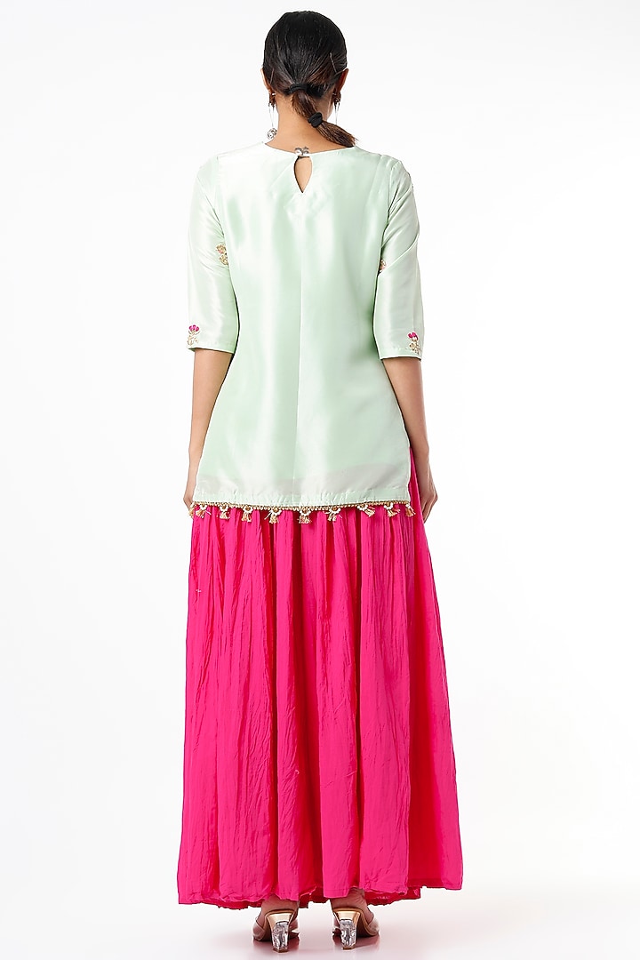 Hot Pink Crushed Cotton Skirt Set by Yuvrani Jaipur at Pernia's Pop Up Shop