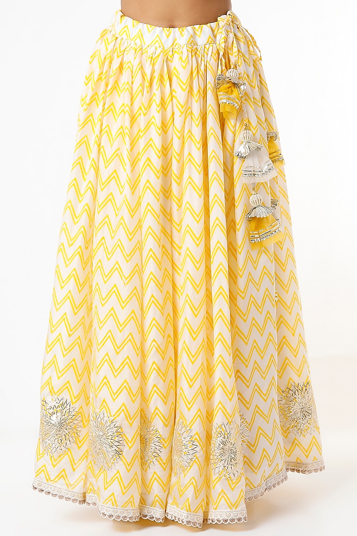 Yellow Hand Block Printed Skirt Set by Yuvrani Jaipur at Pernia's Pop Up Shop