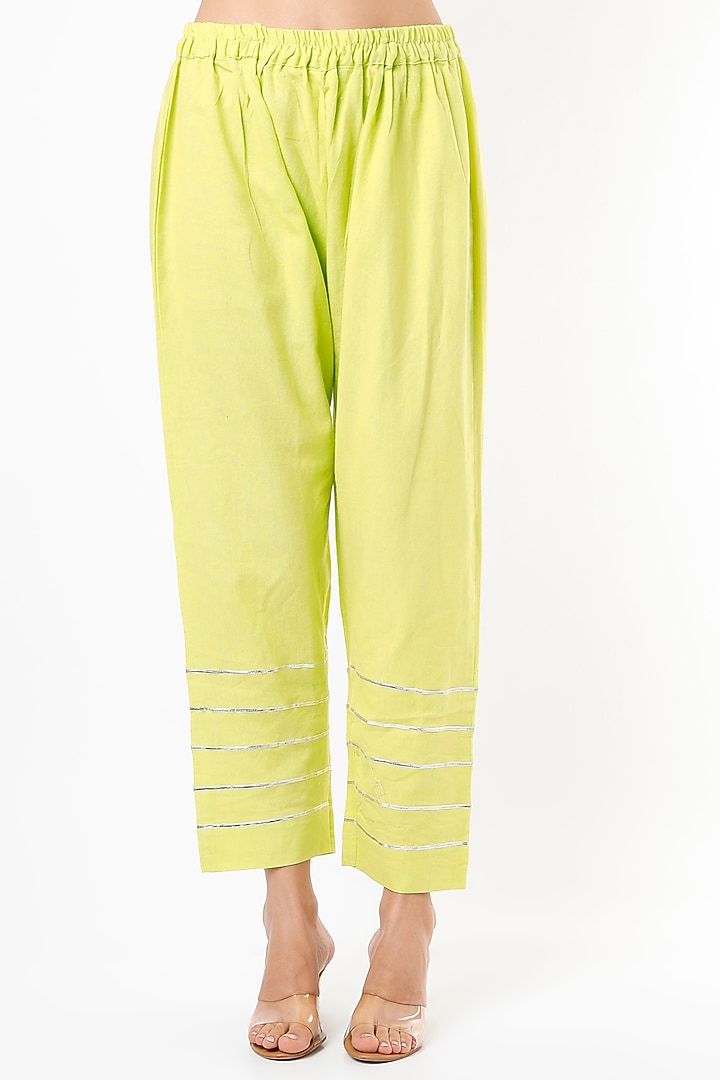 Neon Green Block Printed Kurta Set by Yuvrani Jaipur at Pernia's Pop Up Shop