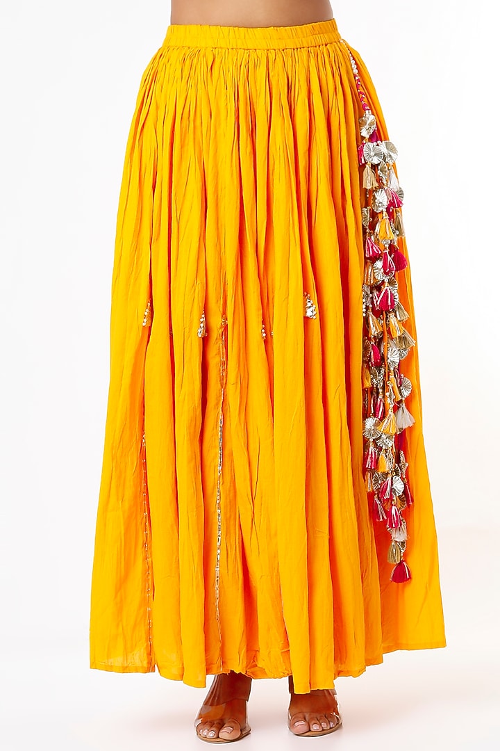 Mustard Cotton Skirt Set by Yuvrani Jaipur at Pernia's Pop Up Shop
