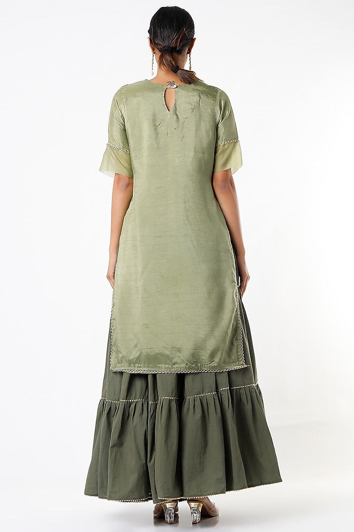 Dark Green Cotton Skirt Set by Yuvrani Jaipur at Pernia's Pop Up Shop
