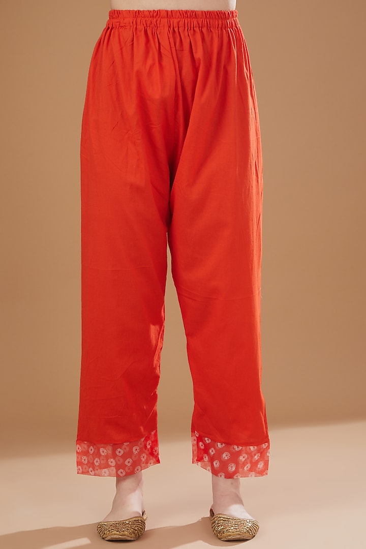 Burnt Orange Bandhej Printed Anarkali Set by Yuvrani Jaipur at Pernia's Pop Up Shop