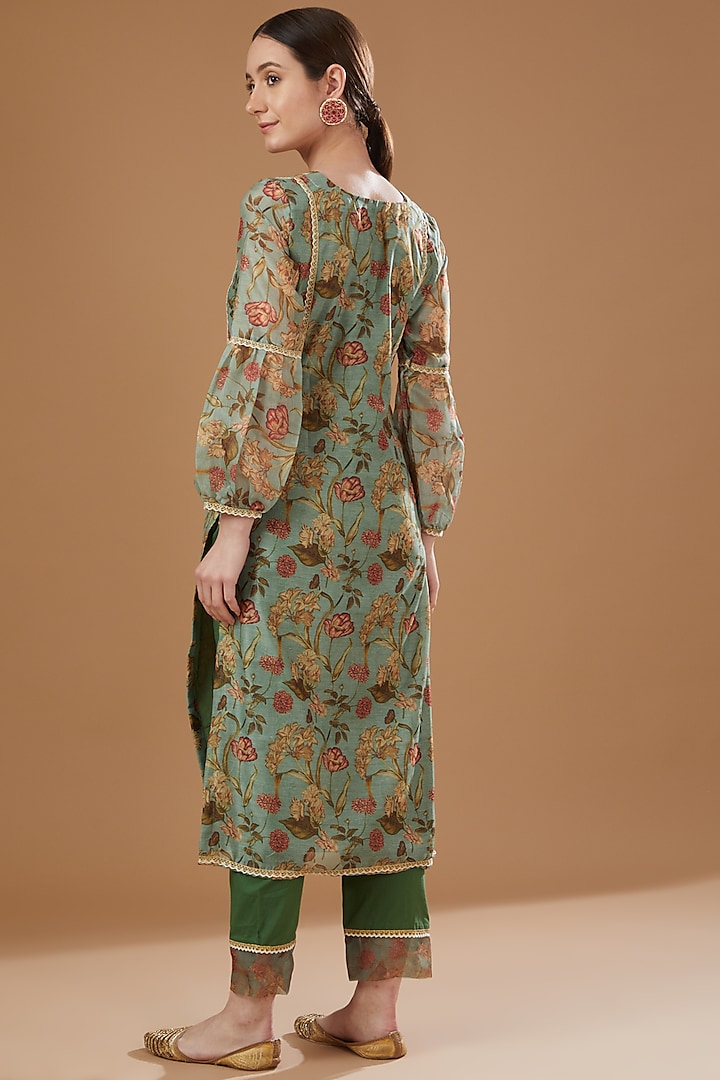 Mint Chanderi Kurta Set by Yuvrani Jaipur at Pernia's Pop Up Shop