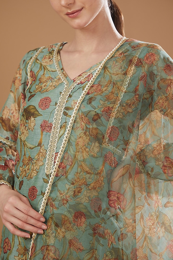 Mint Chanderi Kurta Set by Yuvrani Jaipur at Pernia's Pop Up Shop