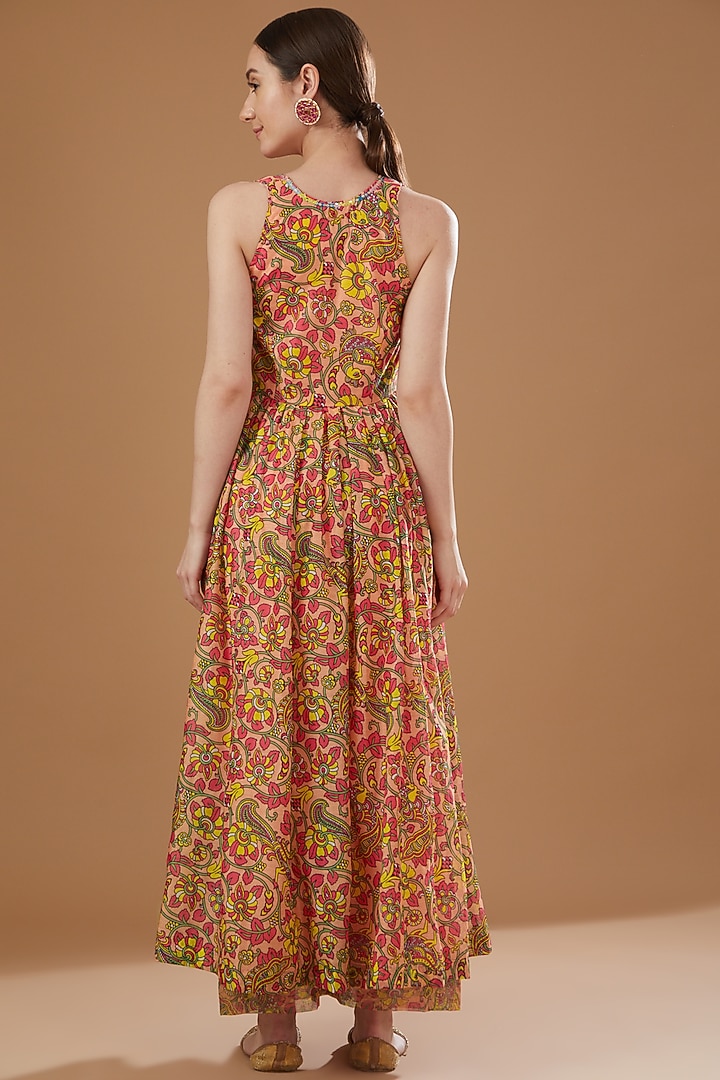 Multi-Colored Chanderi Anarkali Set by Yuvrani Jaipur at Pernia's Pop Up Shop
