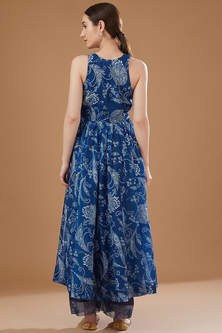 Royal Blue Chanderi Anarkali Set by Yuvrani Jaipur at Pernia's Pop Up Shop