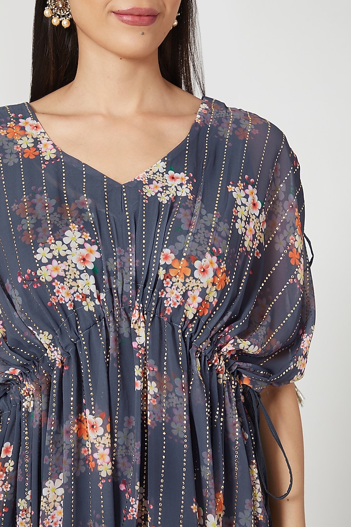 Grey Kimono Kaftan With Drawstrings by Yuvrani Jaipur at Pernia's Pop Up Shop