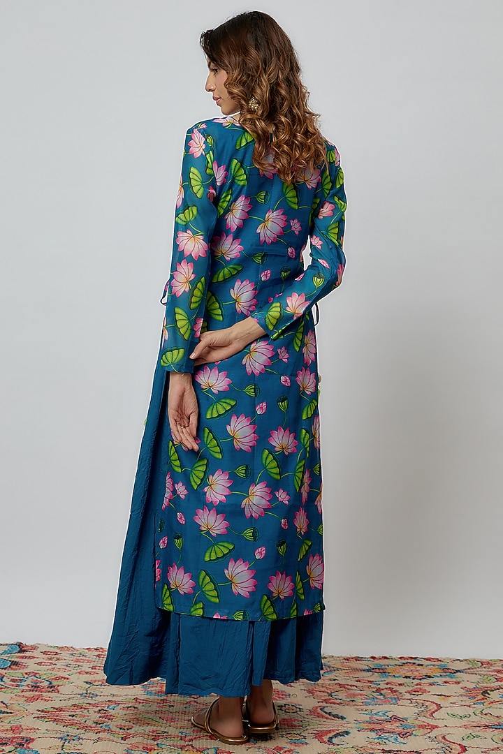 Green Chanderi Printed Kurta Set by Yuvrani Jaipur at Pernia's Pop Up Shop