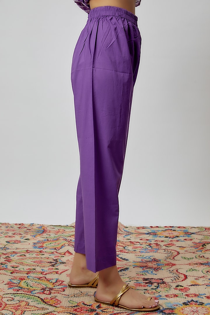 Purple Chanderi Printed Kurta Set by Yuvrani Jaipur at Pernia's Pop Up Shop