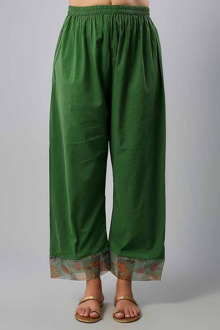Mint Green Chanderi Hand Embroidered Kurta Set by Yuvrani Jaipur at Pernia's Pop Up Shop
