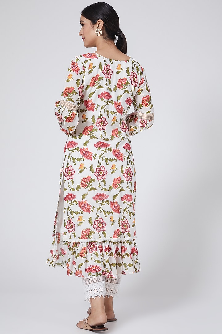 Red Hand Block Printed Kurta Set by Yuvrani Jaipur at Pernia's Pop Up Shop