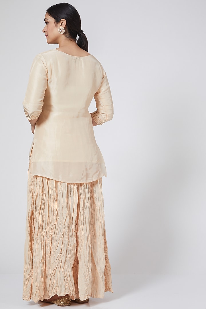 Peach Skirt Set With Swarovski Work by Yuvrani Jaipur at Pernia's Pop Up Shop