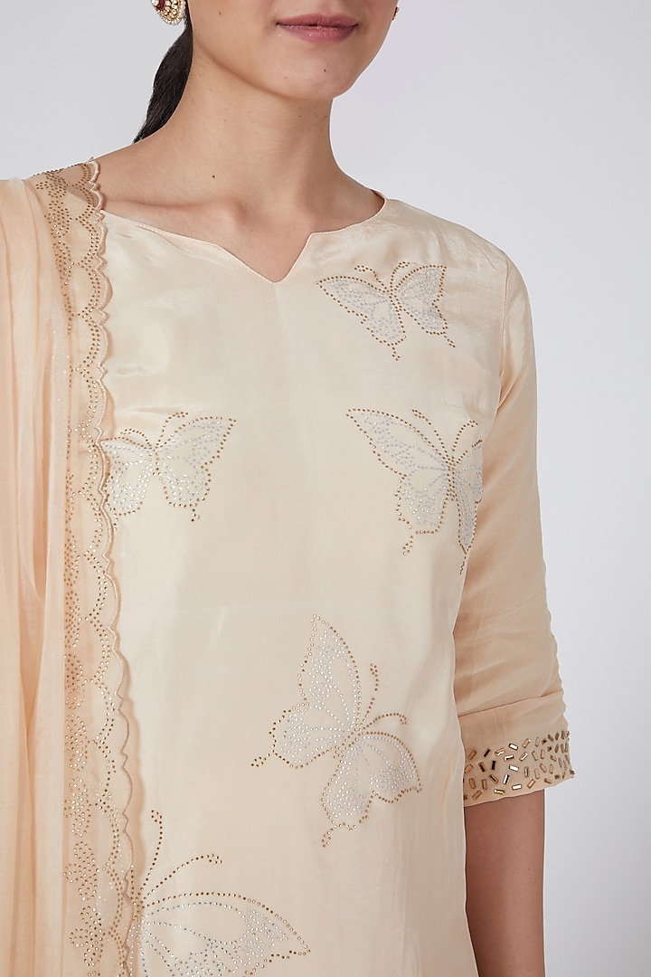 Peach Skirt Set With Swarovski Work by Yuvrani Jaipur at Pernia's Pop Up Shop