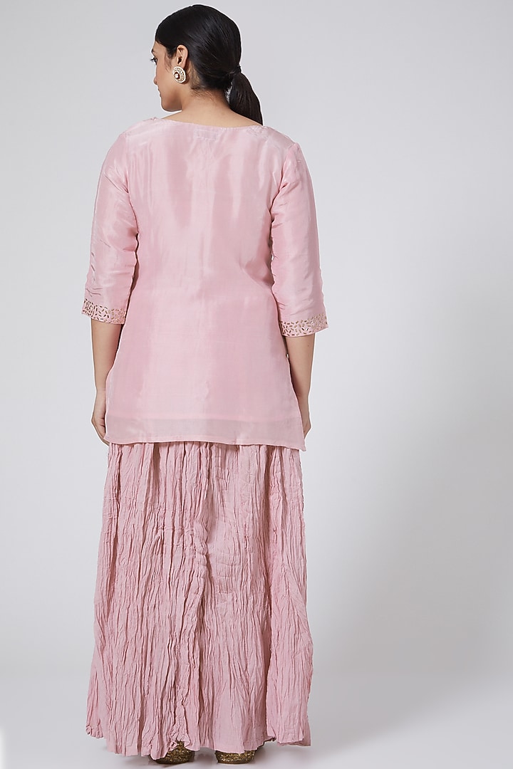 Blush Pink Skirt Set With Swarovski Work by Yuvrani Jaipur at Pernia's Pop Up Shop