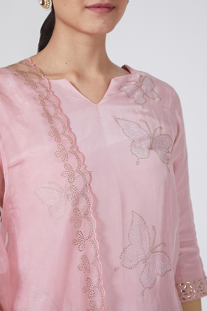 Blush Pink Skirt Set With Swarovski Work by Yuvrani Jaipur at Pernia's Pop Up Shop