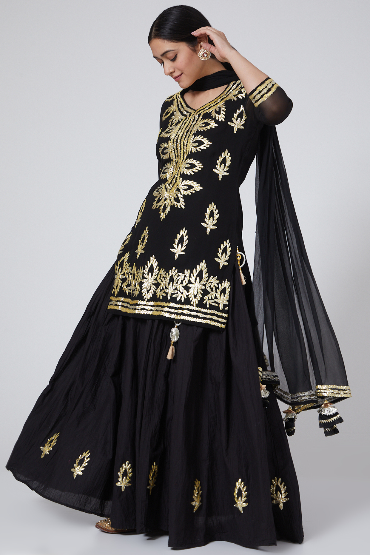 Black Embroidered Skirt Set by Yuvrani Jaipur at Pernia's Pop Up Shop