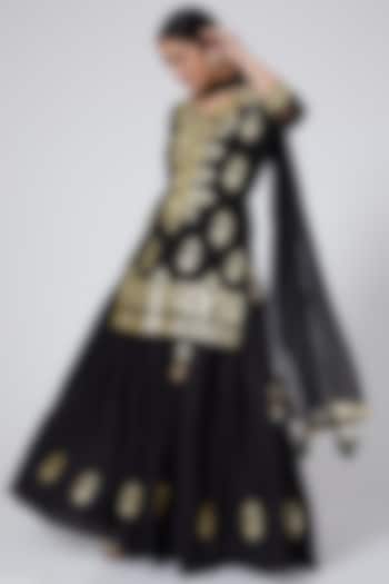 Black Embroidered Skirt Set by Yuvrani Jaipur