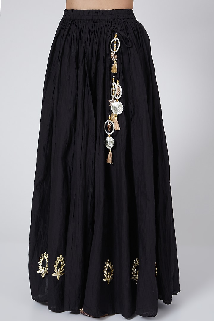 Black Embroidered Skirt Set by Yuvrani Jaipur at Pernia's Pop Up Shop