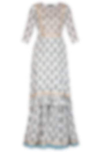 Blue Block Printed & Leheriya Sharara Set by Yuvrani Jaipur at Pernia's Pop Up Shop