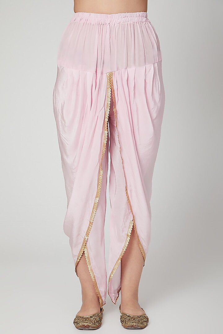 Blush Pink Block Printed Dhoti Set by Yuvrani Jaipur at Pernia's Pop Up Shop