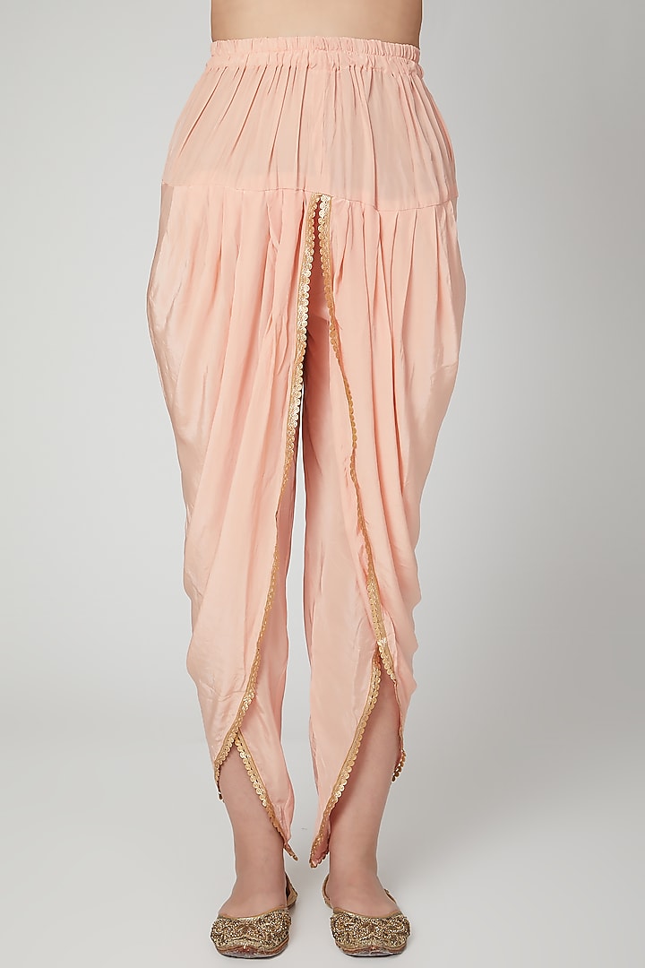 Peach Block Printed Dhoti Set by Yuvrani Jaipur at Pernia's Pop Up Shop