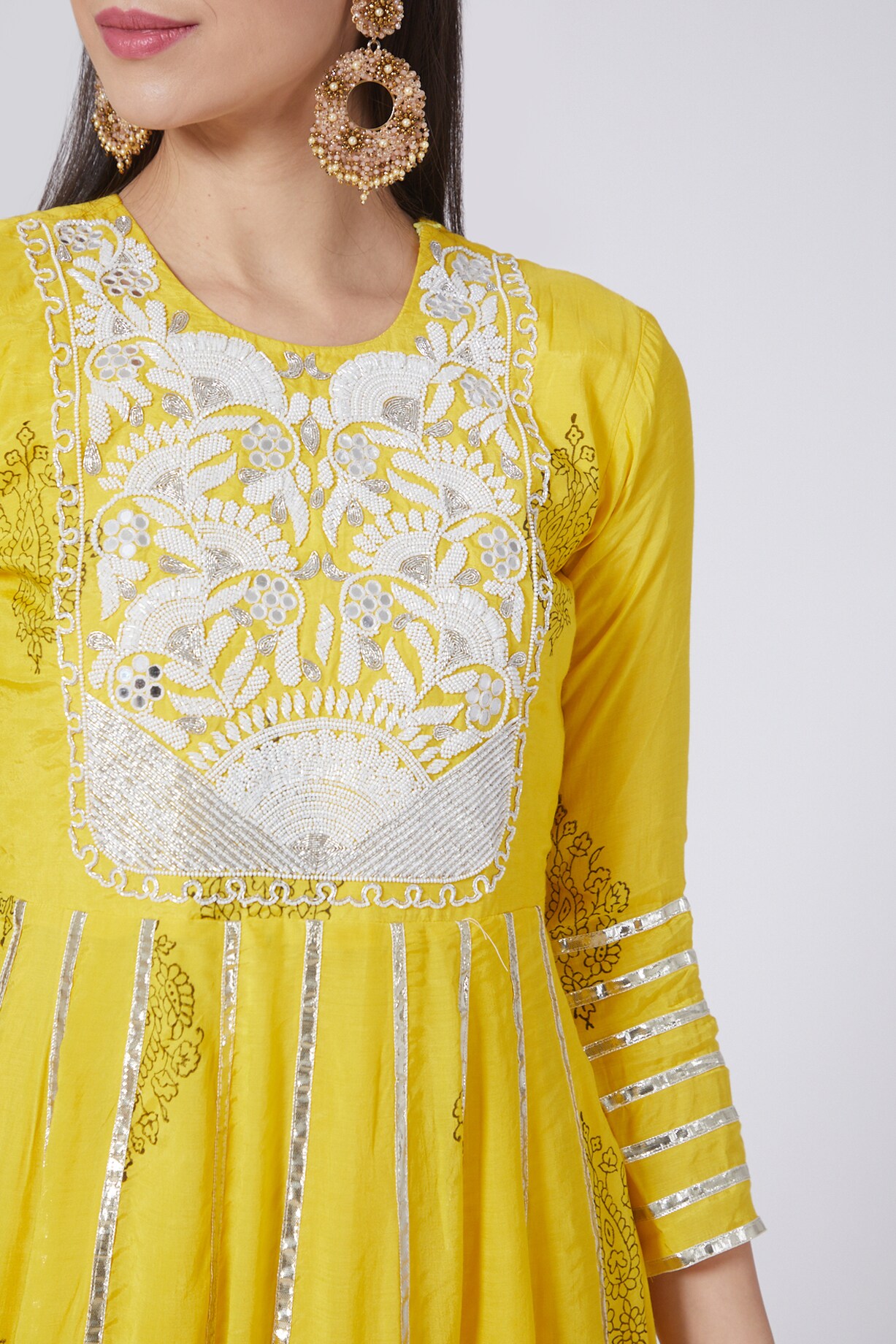 Yellow Hand Embroidered anarkali