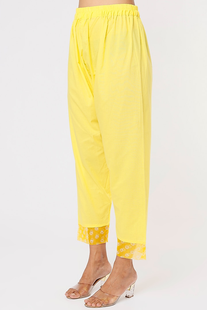 Bright Yellow Chanderi Kurta Set by Yuvrani Jaipur at Pernia's Pop Up Shop