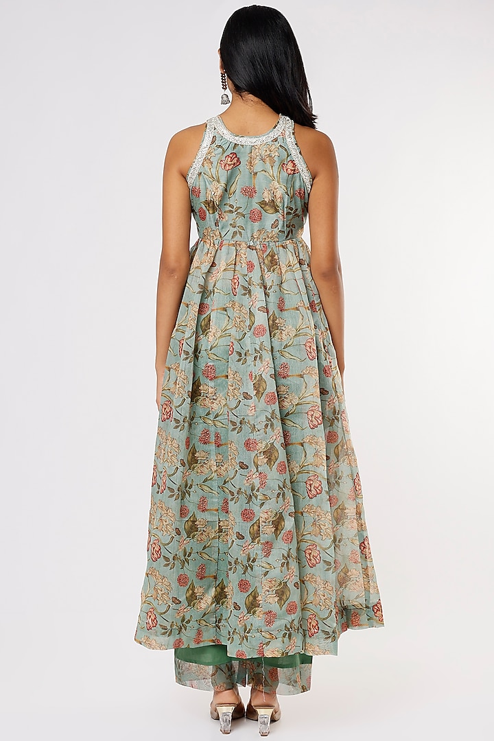 Mint Chanderi Anarkali Set by Yuvrani Jaipur at Pernia's Pop Up Shop