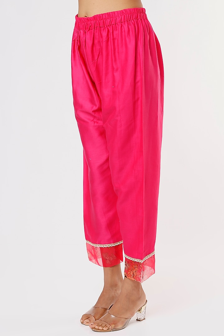 Hot Pink Hand Embroidered Anarkali Set by Yuvrani Jaipur at Pernia's Pop Up Shop