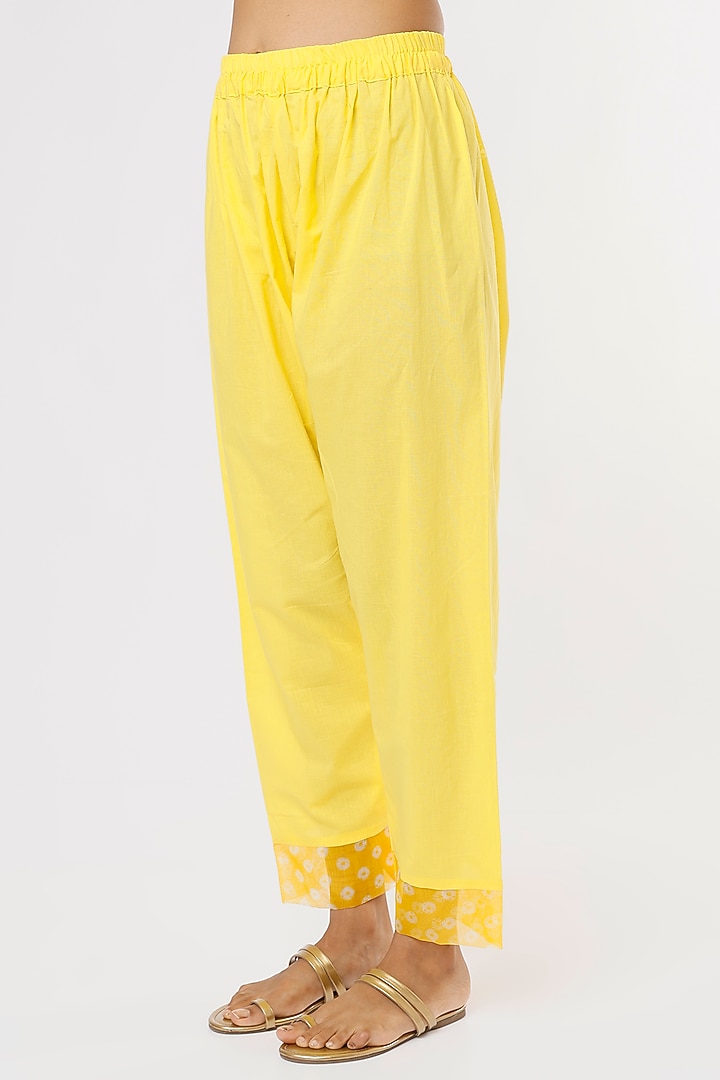 Bright Yellow Hand Embroidered Anarkali Set by Yuvrani Jaipur at Pernia's Pop Up Shop