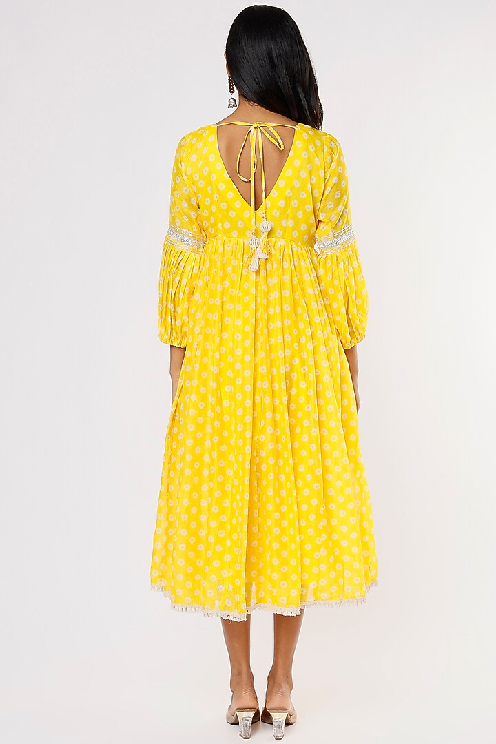 Bright Yellow Chanderi Summer Dress by Yuvrani Jaipur at Pernia's Pop Up Shop