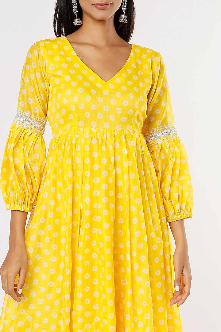Bright Yellow Chanderi Summer Dress by Yuvrani Jaipur at Pernia's Pop Up Shop