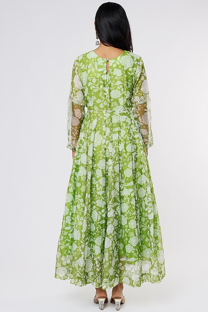 Pista Green Hand Embroidered Anarkali Set by Yuvrani Jaipur at Pernia's Pop Up Shop
