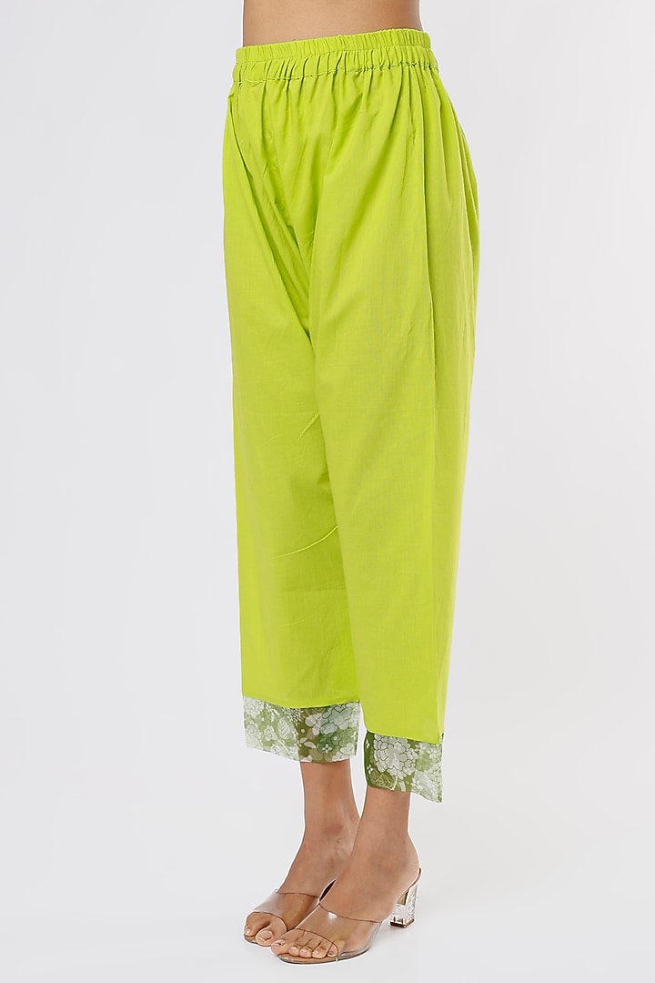 Pista Green Chanderi Anarkali Set by Yuvrani Jaipur at Pernia's Pop Up Shop