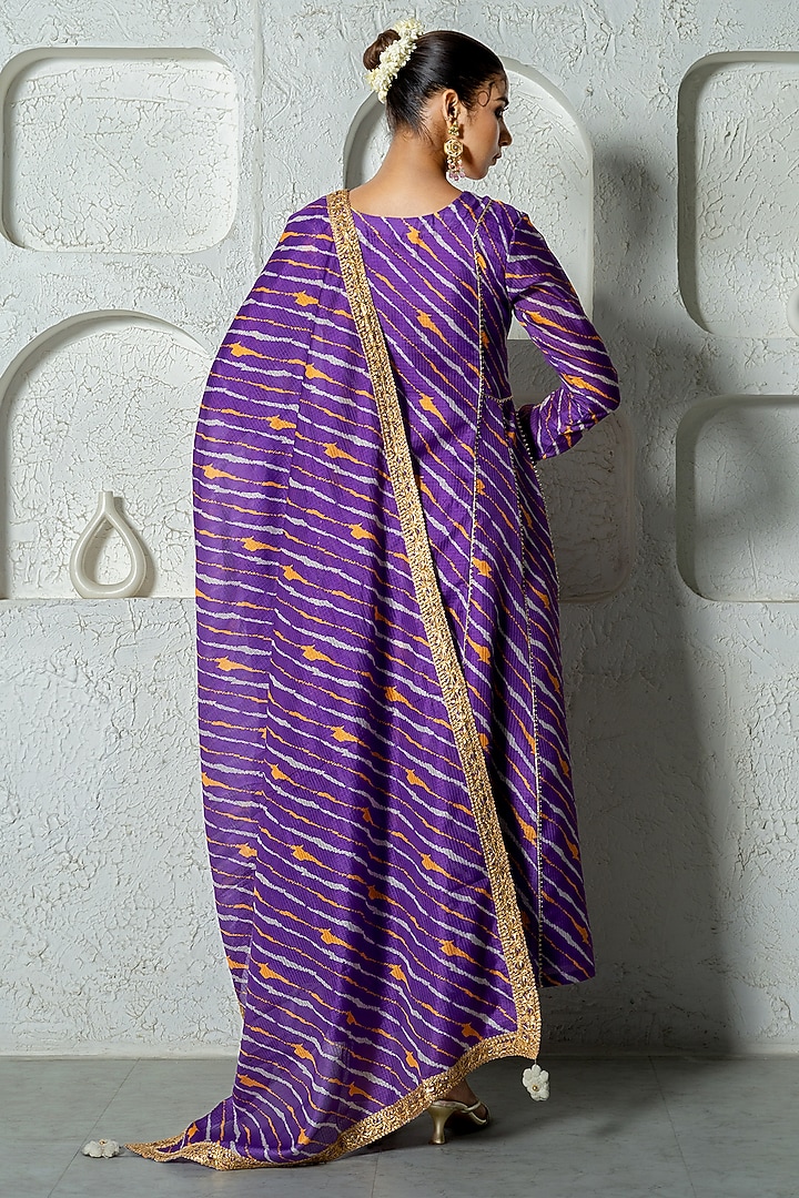 Purple Kota Doriya Hand Embroidered Party Wear Anarkali Set by Yuvrani Jaipur at Pernia's Pop Up Shop