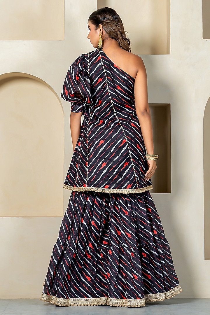 Black Kota Doriya Party Wear Sharara Set by Yuvrani Jaipur at Pernia's Pop Up Shop