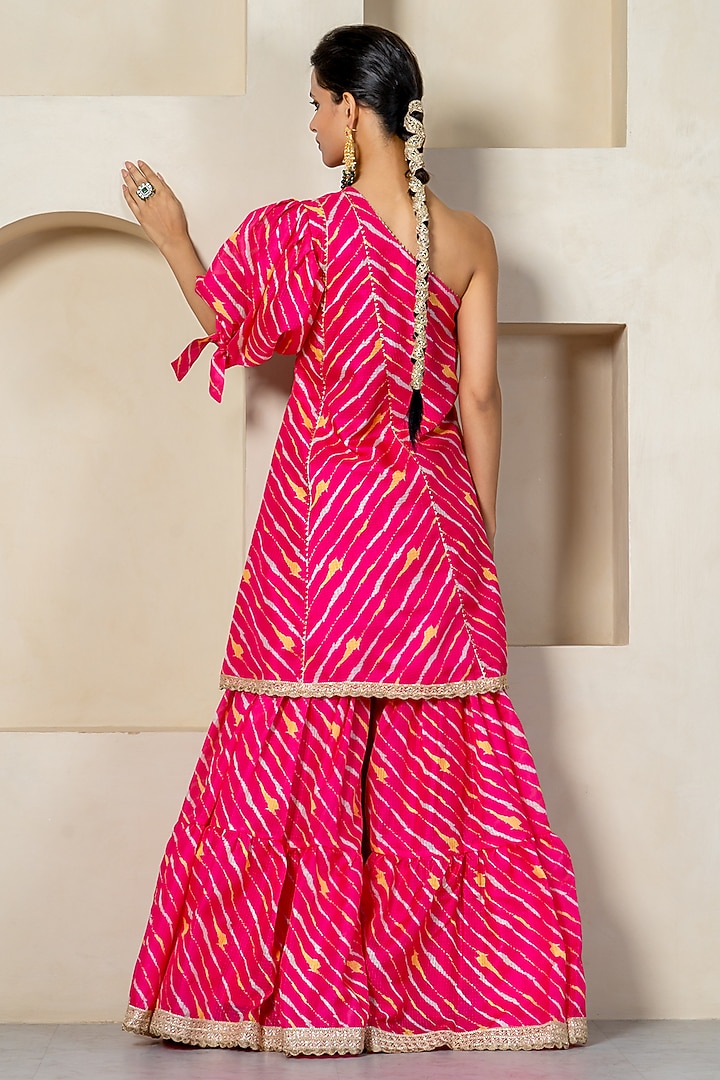 Hot Pink Kota Doriya Party Wear Sharara Set by Yuvrani Jaipur at Pernia's Pop Up Shop