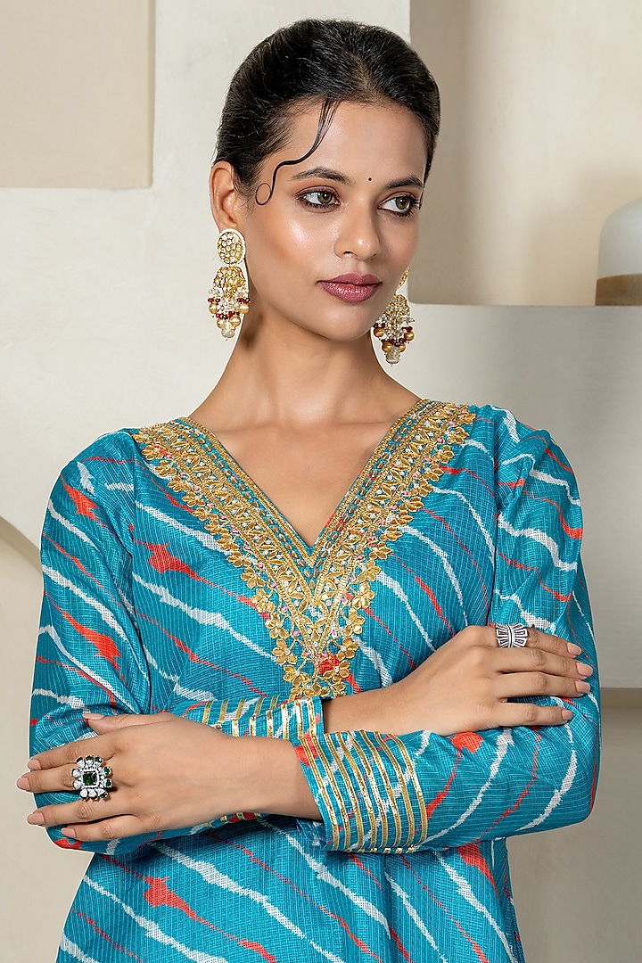 Rama Green Kota Doriya Party Wear Sharara Set by Yuvrani Jaipur at Pernia's Pop Up Shop