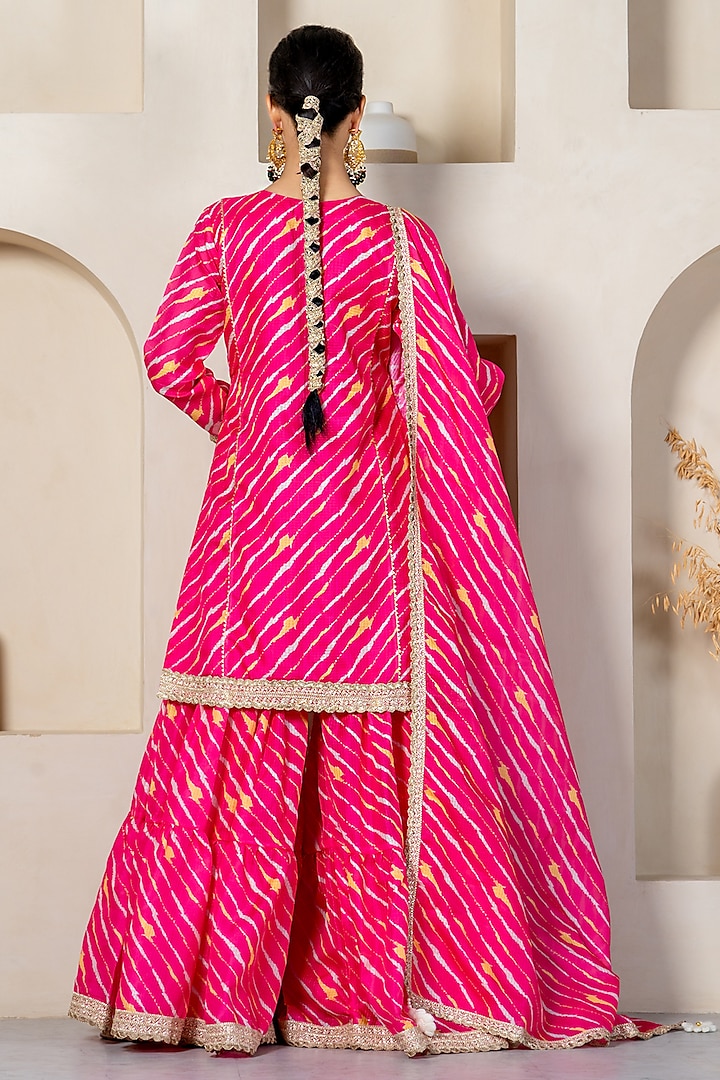 Hot Pink Kota Doriya Party Wear Sharara Set by Yuvrani Jaipur at Pernia's Pop Up Shop