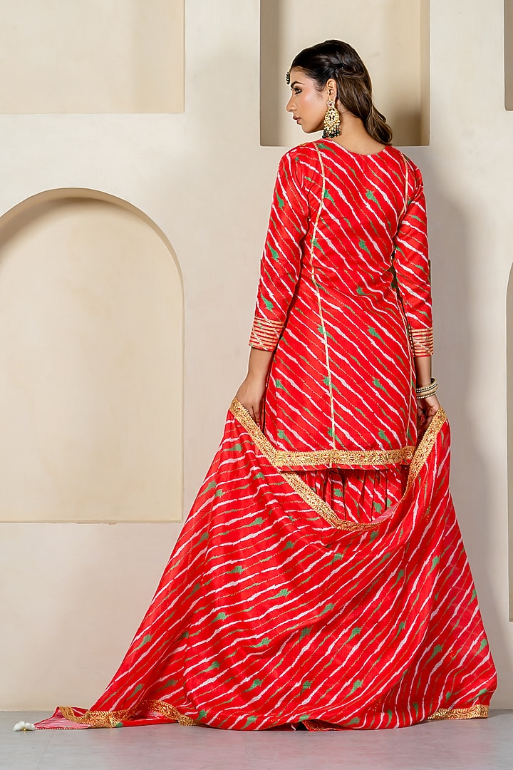 Red Kota Doriya Party Wear Sharara Set by Yuvrani Jaipur at Pernia's Pop Up Shop