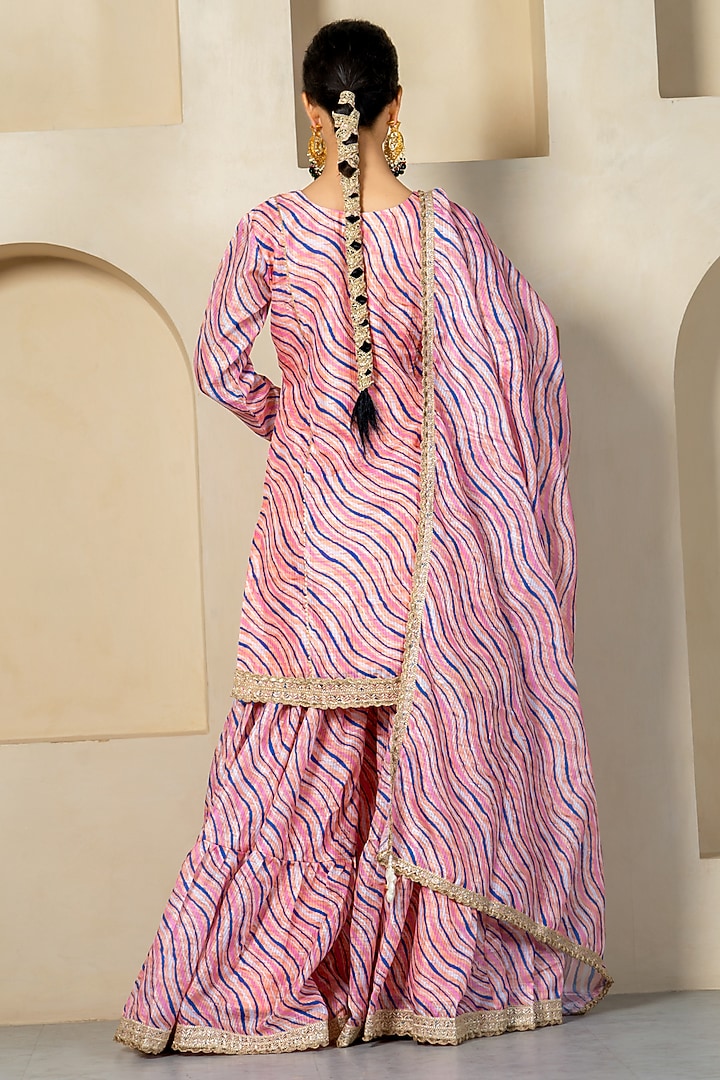 Peach Kota Doriya Party Wear Sharara Set by Yuvrani Jaipur at Pernia's Pop Up Shop