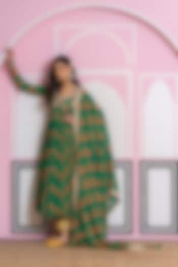 Green Chinon Chiffon Digital Printed Party Wear Anarkali Set by Yuvrani Jaipur at Pernia's Pop Up Shop