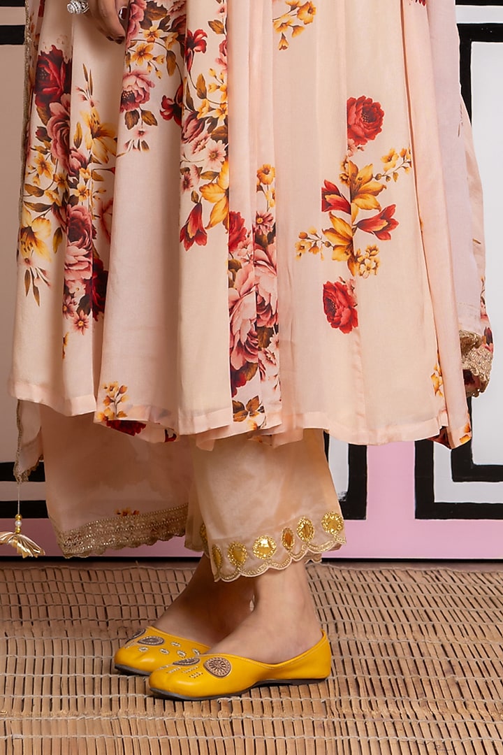 Beige Chinon Chiffon Digital Printed Party Wear Anarkali Set by Yuvrani Jaipur at Pernia's Pop Up Shop