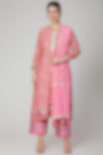 Pink Hand Block Printed Kurta Set by Yuvrani Jaipur