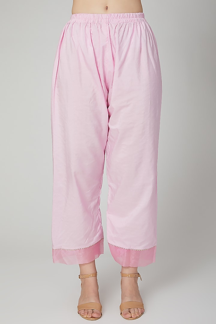 Blush Pink Dabka Embroidered Kurta Set by Yuvrani Jaipur at Pernia's Pop Up Shop