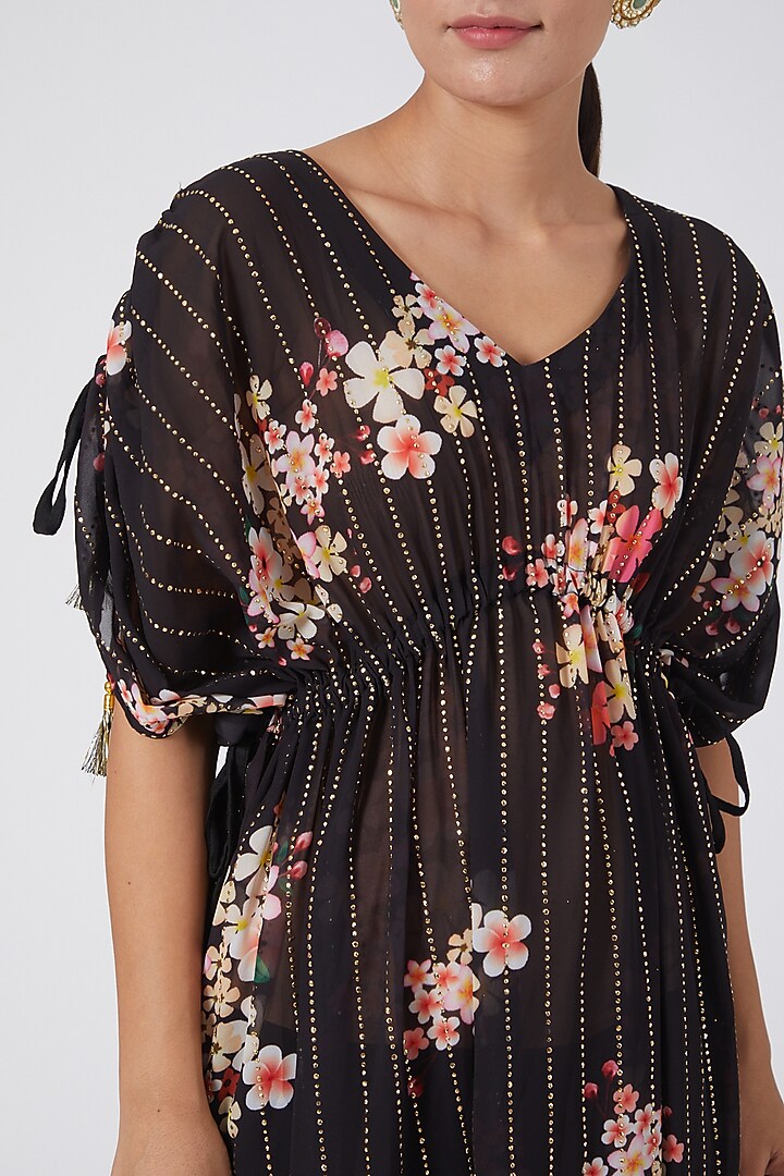 Grey Kimono Kaftan With Drawstrings by Yuvrani Jaipur at Pernia's Pop Up Shop