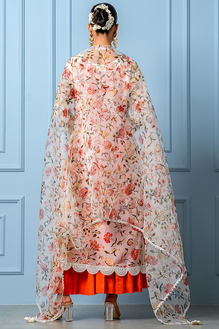 Orange Chanderi Digital Printed Kurta Set by Yuvrani Jaipur at Pernia's Pop Up Shop